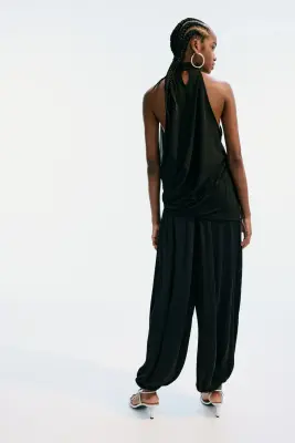 Pantalon ballon avec panneau drapé - Noir — photo 3