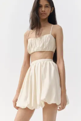 Crop top froncé - Crème — photo 1