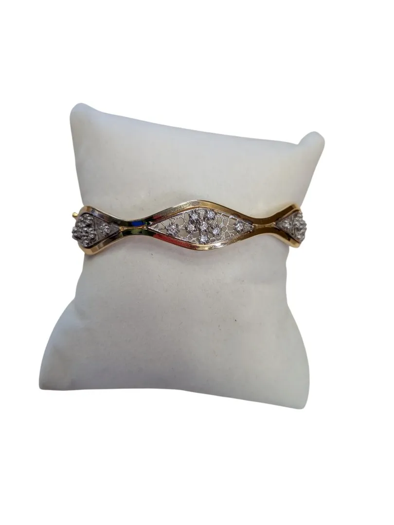 Bracelet jaune jonc et diamants diamants