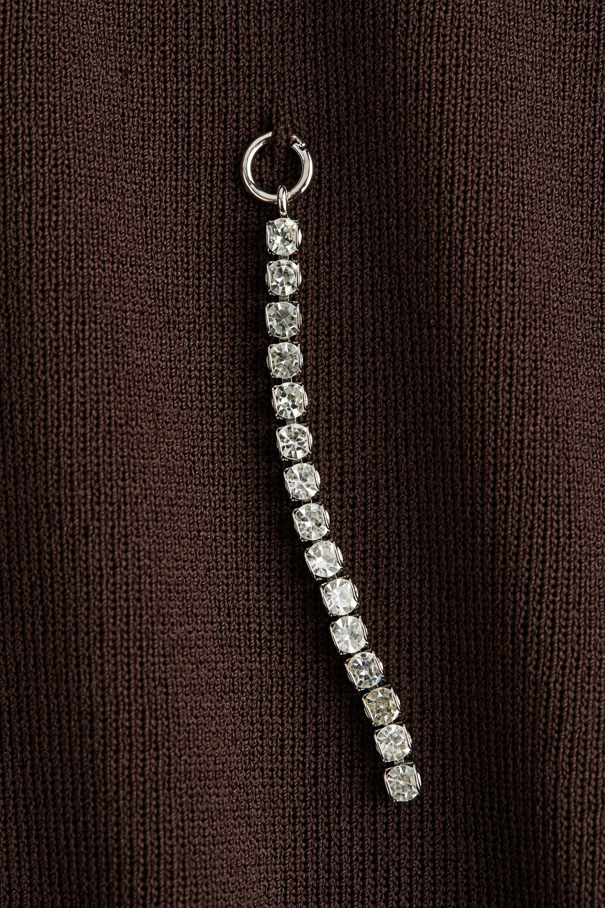 Robe ornée de strass - Marron foncé