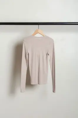 BABACO – Cotton/Silk Basic Long Sleeve T-shirt BA01-CR36 – Stone Beige — photo 4