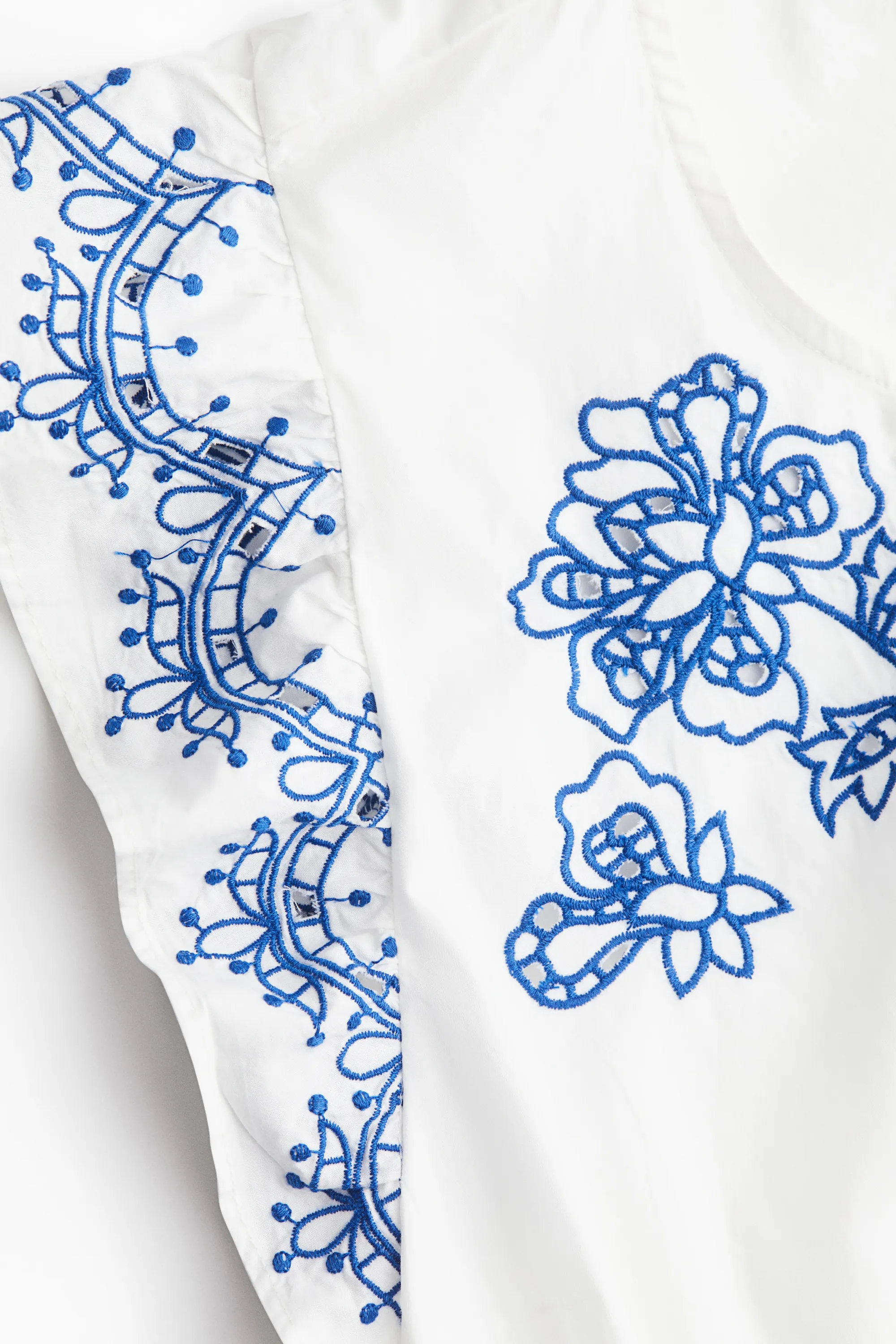 Combi-short brodé - Blanc/motif bleu