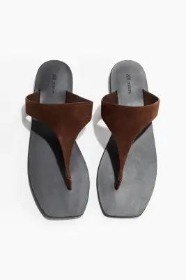 Sandales en cuir - Marron foncé — photo 2
