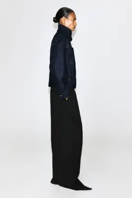 VESTE EN DENIM À COL CHEMINÉE - BLEU ENCRE — photo 3
