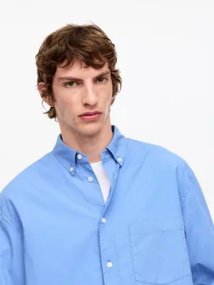 Chemise en popeline décontractée - Bleu — photo 3