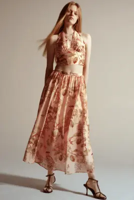 Top dos nu imprimé - Rose clair/fleuri — photo 1