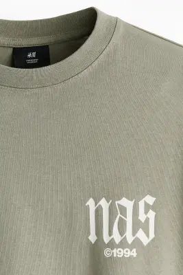 T-shirt Oversized Fit - Vert olive ancien/Nas — photo 4