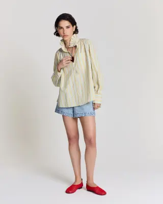 Chemise Leonor rayures bleu et jaune — photo 4