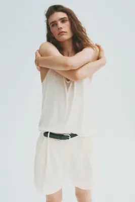 Short chic en lin mélangé - Ivoire — photo 1