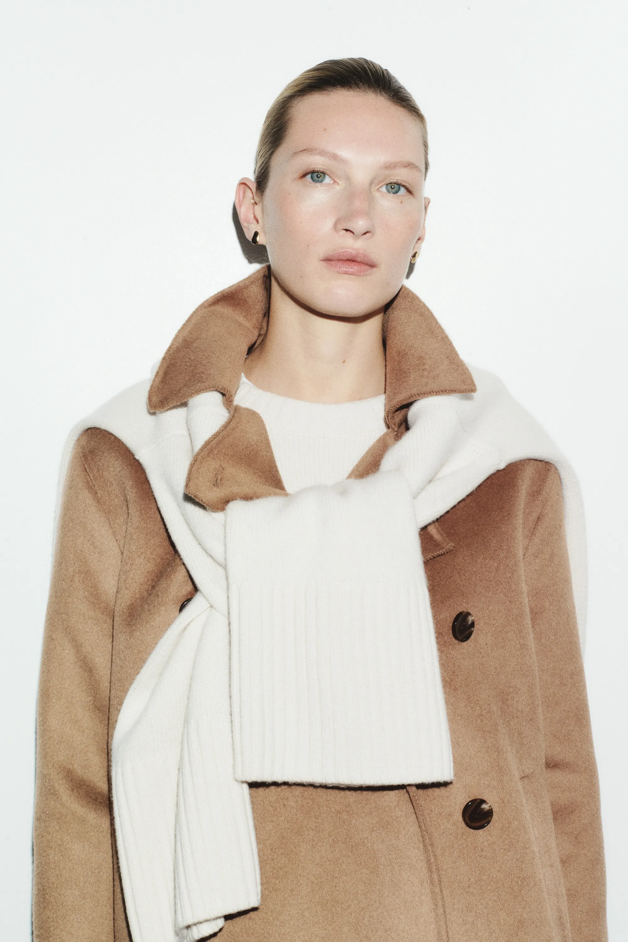 Manteau fait main en laine mélangée - Beige foncé