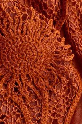 Robe façon crochet avec volants ruchés - Orange/tournesols — photo 5