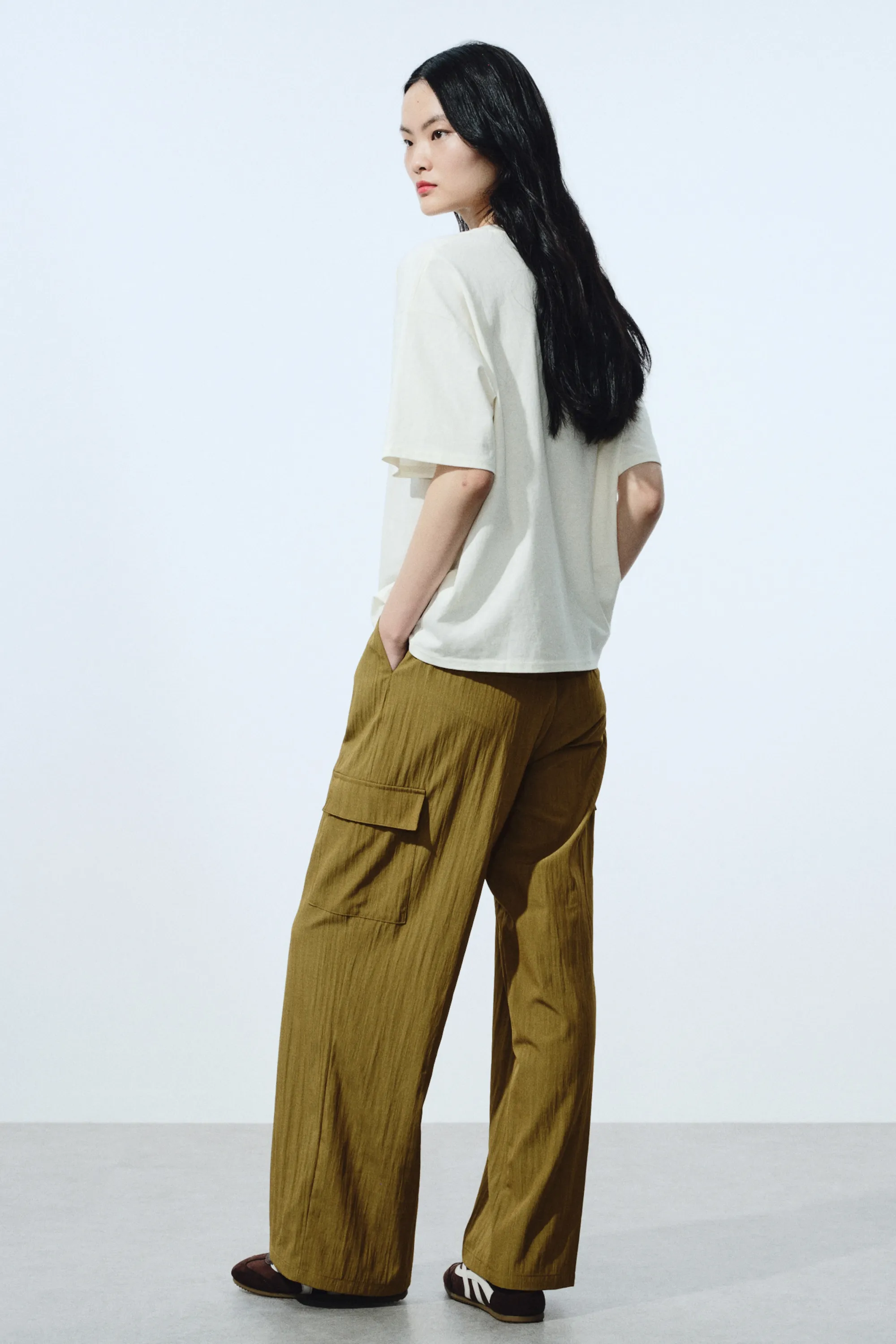 Pantalon cargo large - Olive doré