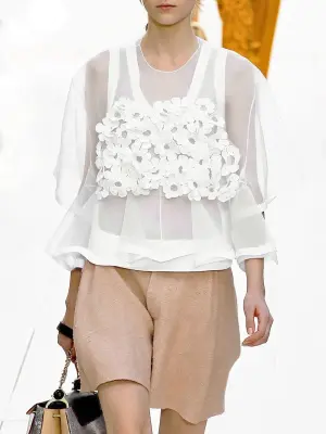 Short taille haute en tweed de soie beige rosé Prix boutique 990€ Taille 40 — photo 4