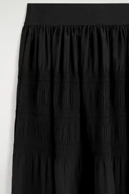 JUPE MIDI À PANNEAUX FRONCÉS - NOIR — photo 4