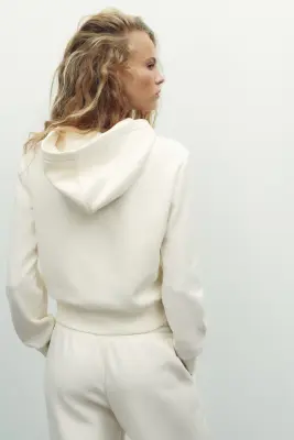 Veste à capuche zippée - Crème — photo 3