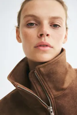 Veste oversize avec cordon de serrage à la taille - Marron — photo 2