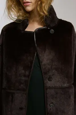 Manteau duveteux - Marron foncé — photo 2
