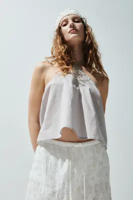 Top dos nu en coton - Gris clair — photo 2