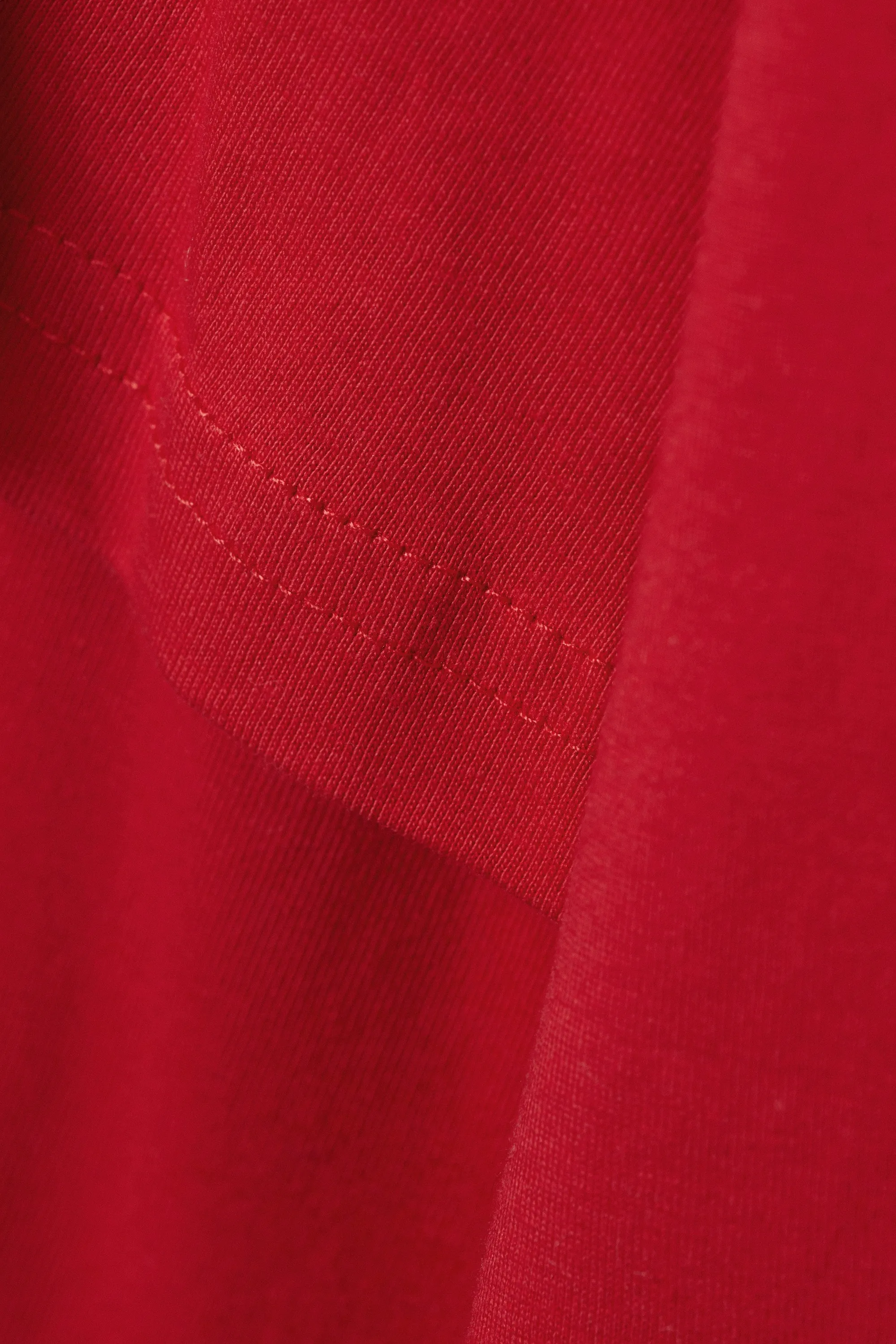 T-shirt en coton à manches longues superposé - Rouge vif