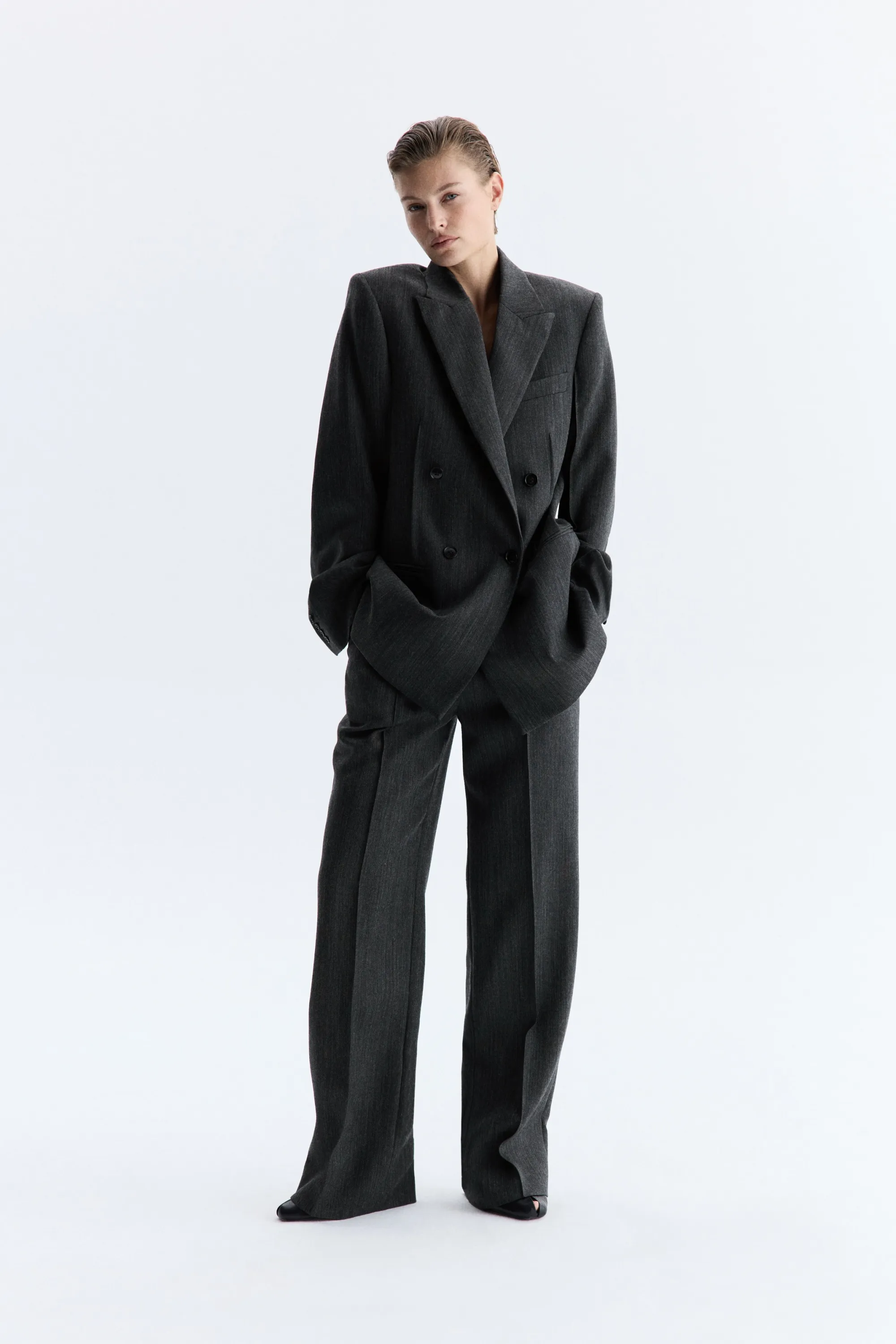 Pantalon chic en laine - Gris foncé