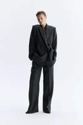 Pantalon chic en laine - Gris foncé — photo 1