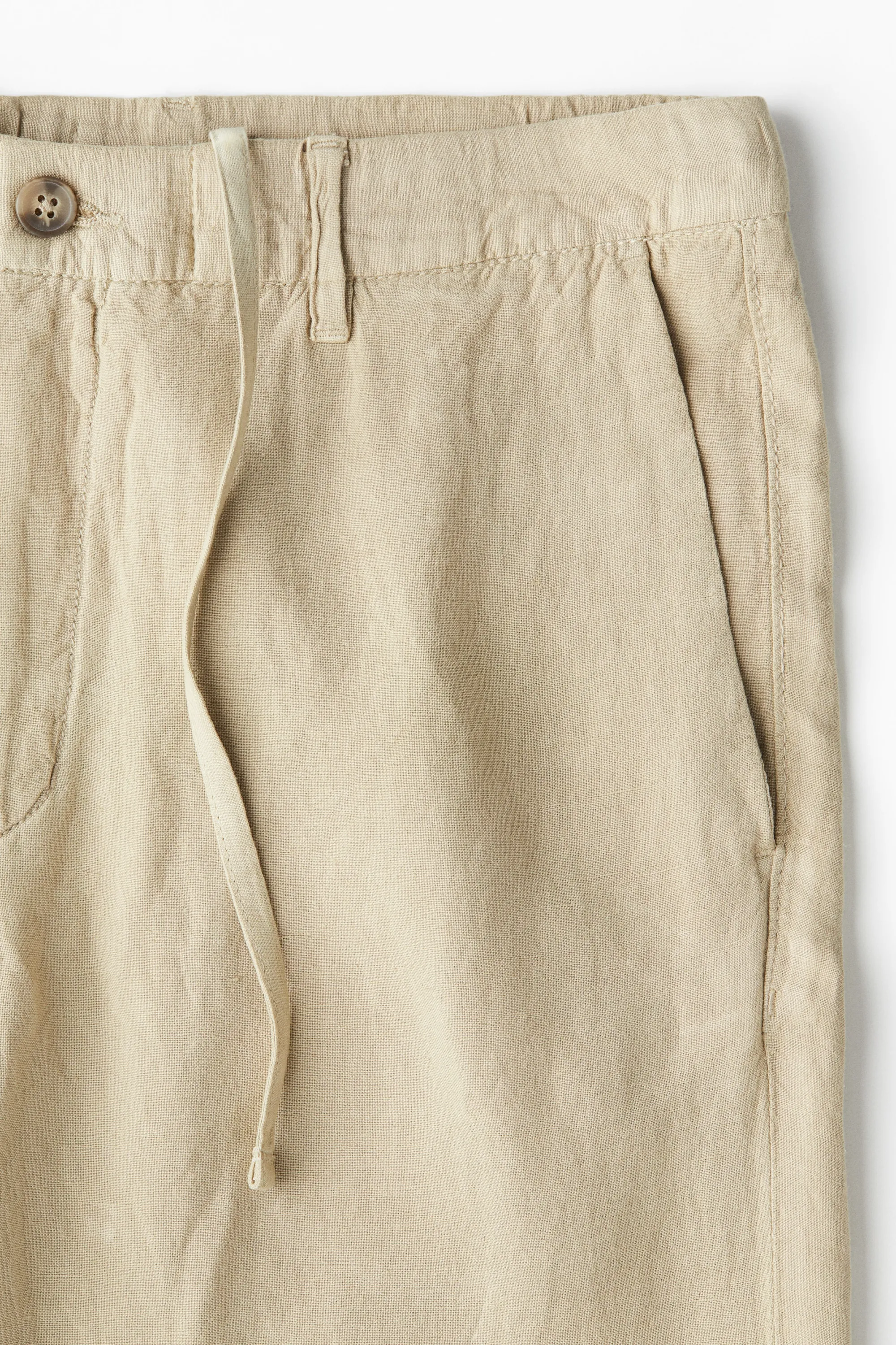 Pantalon Regular Fit en lin mélangé - Beige