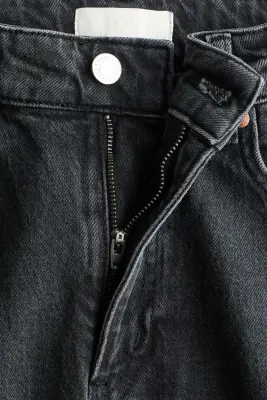 Wide High Waist Jeans - Gris denim foncé — photo 5