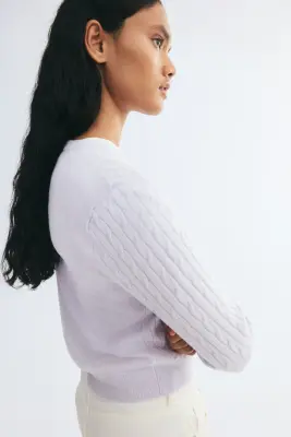 Pull en maille torsadée - Lilas/cœur — photo 3