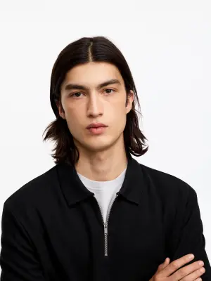 Polo demi-zippé - Noir — photo 3