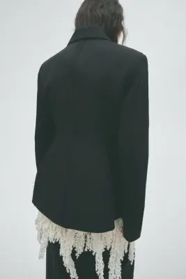 Blazer en laine à fermeture croisée - Noir — photo 2