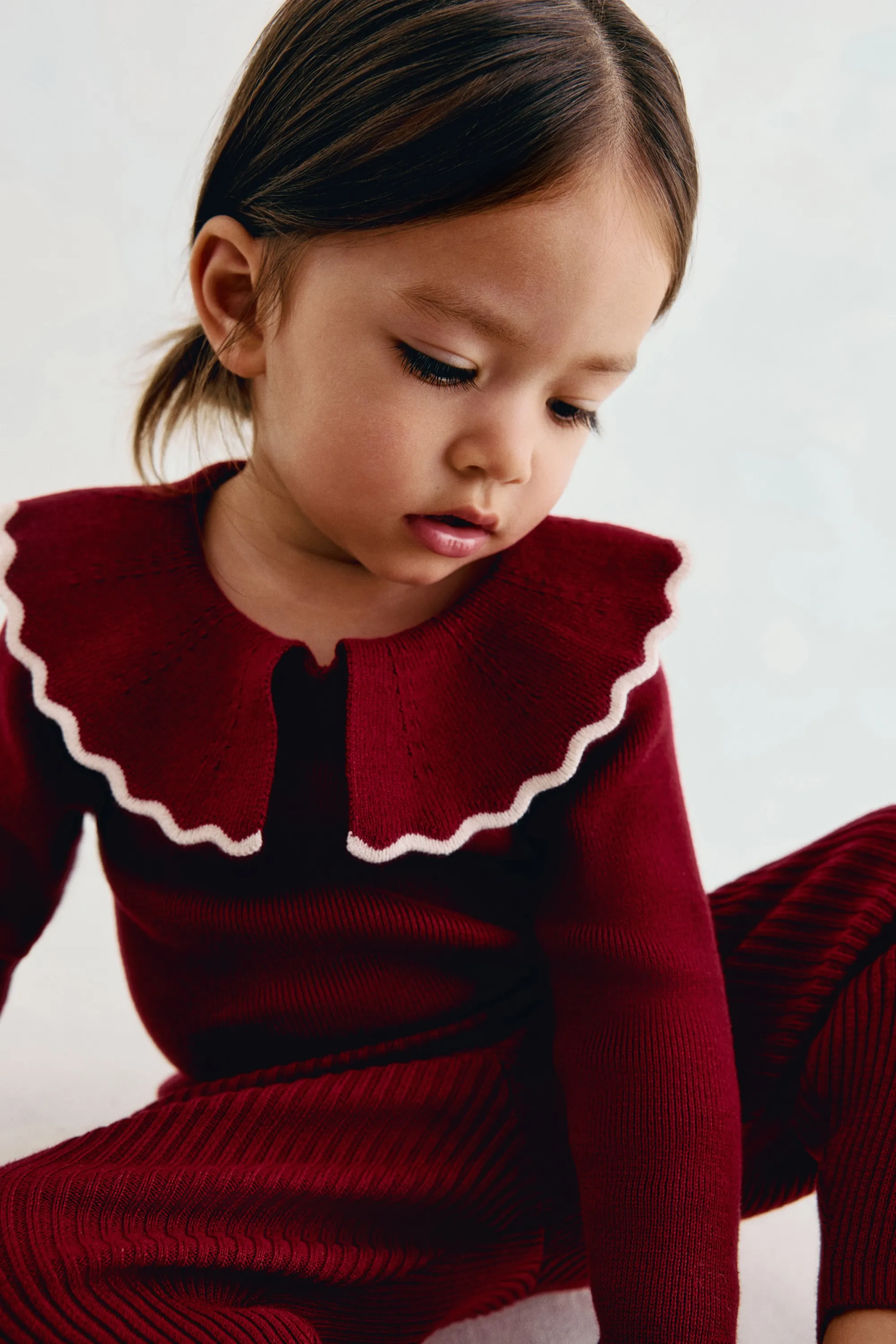 Ensemble 2 pièces en maille de coton - Rouge foncé