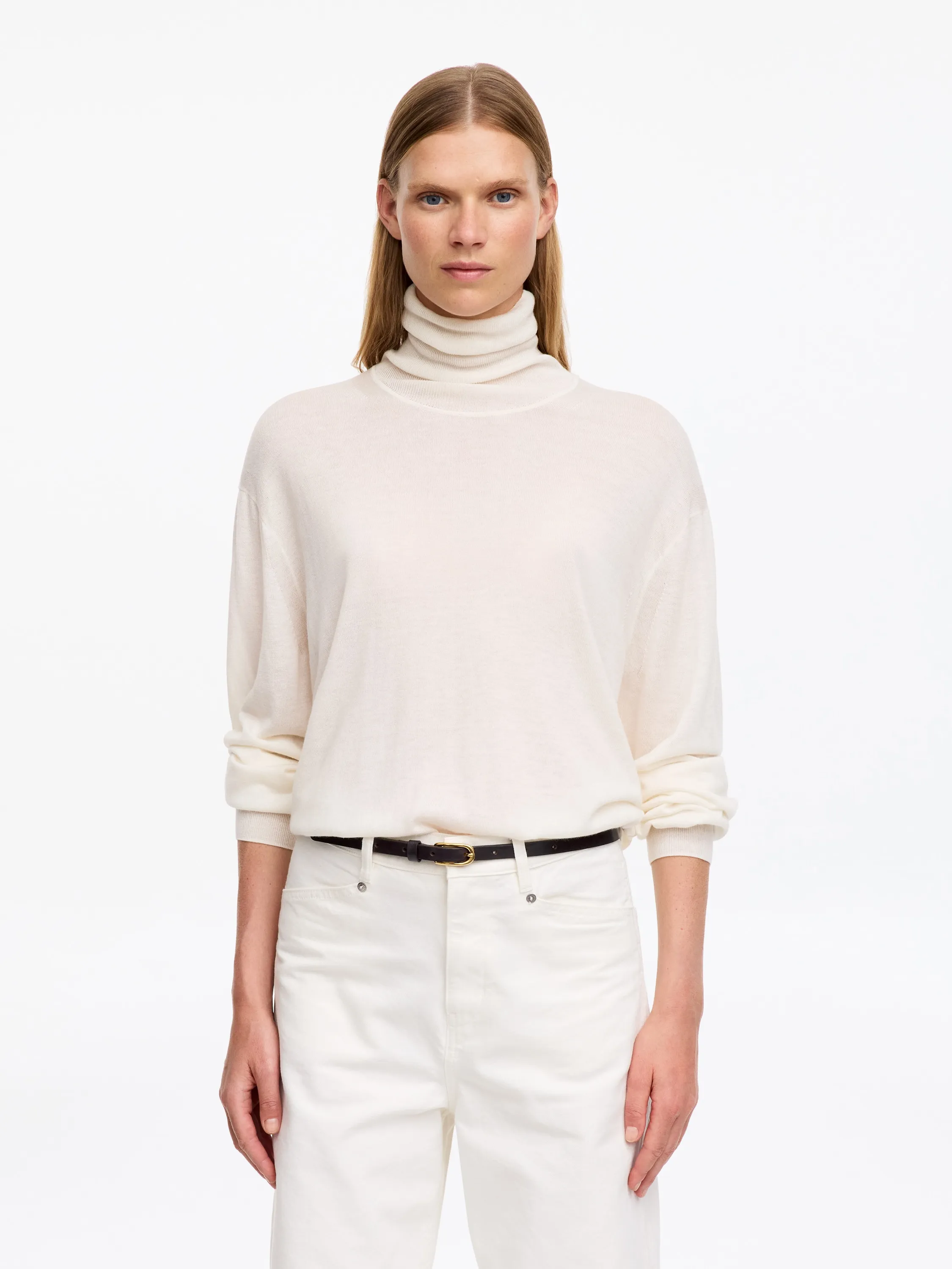 Ceinture fine en cuir - Marron