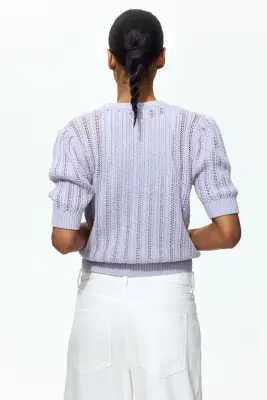 Gilet en maille pointelle - Violet clair — photo 2