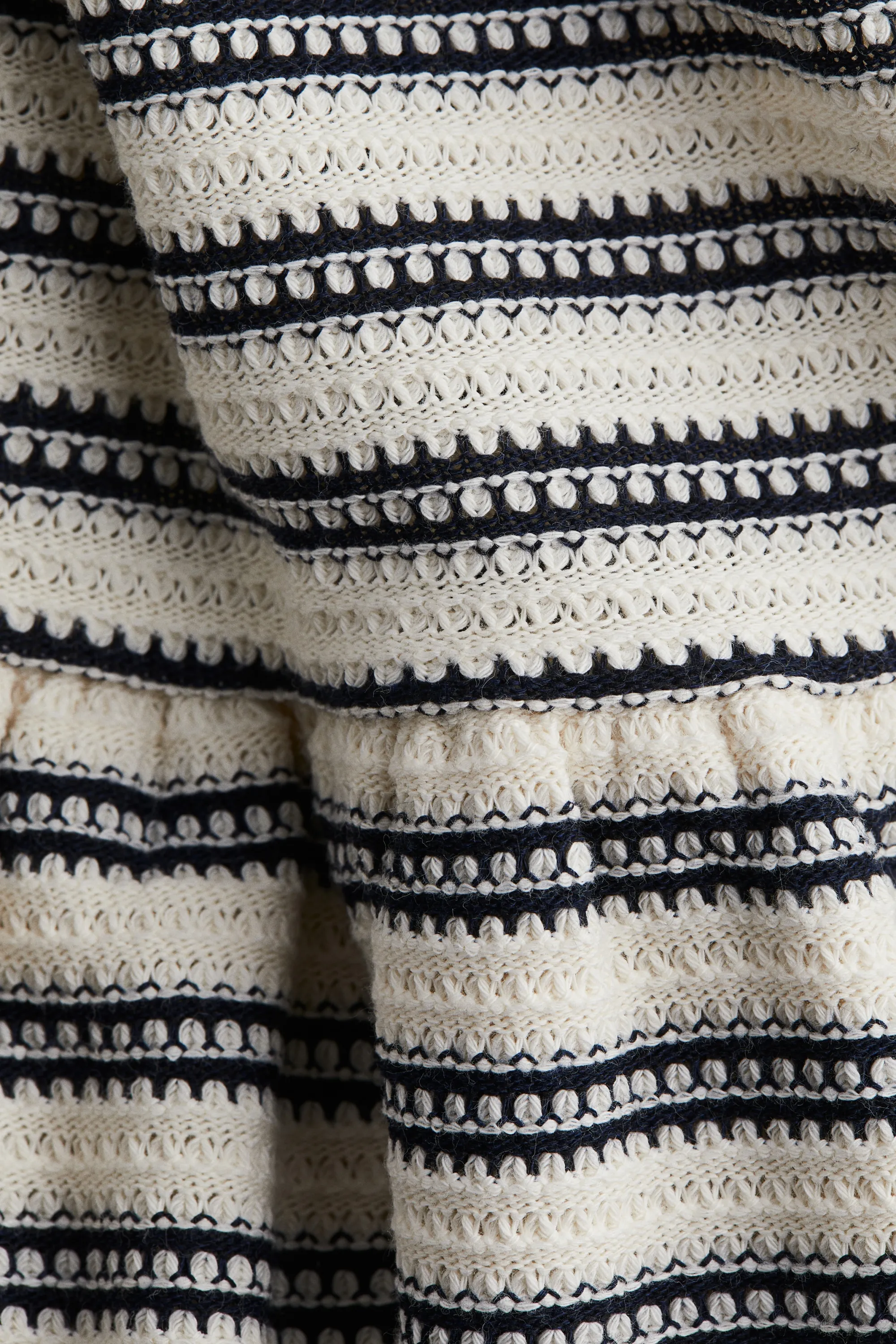 Débardeur en maille texturée avec basque - Blanc/rayé