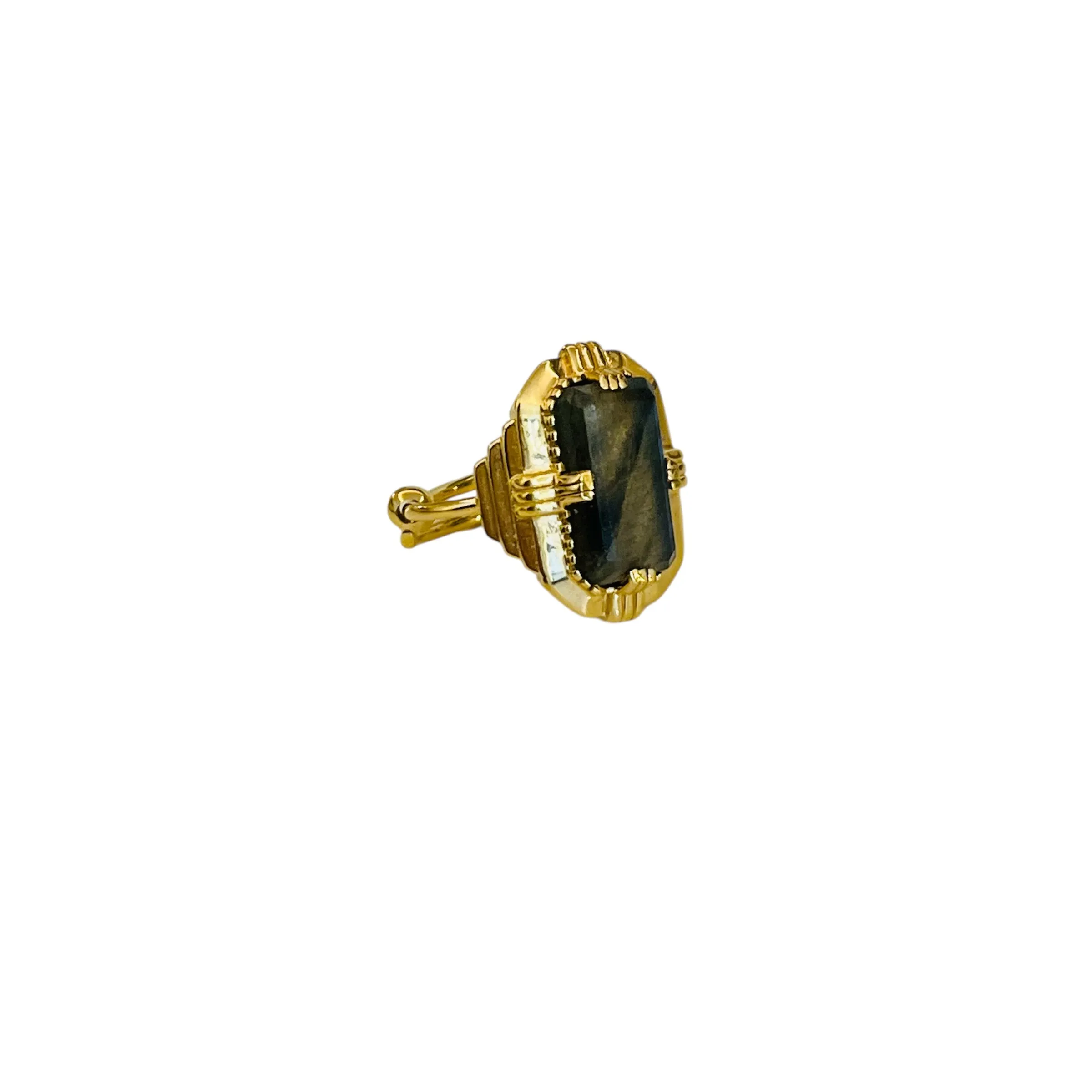 Bague art déco labradorite- Au fil de Lo