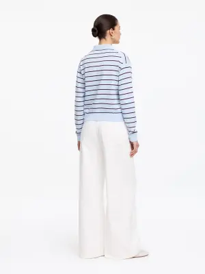 Polo en maille - Bleu clair/Rouge foncé/Blanc — photo 1
