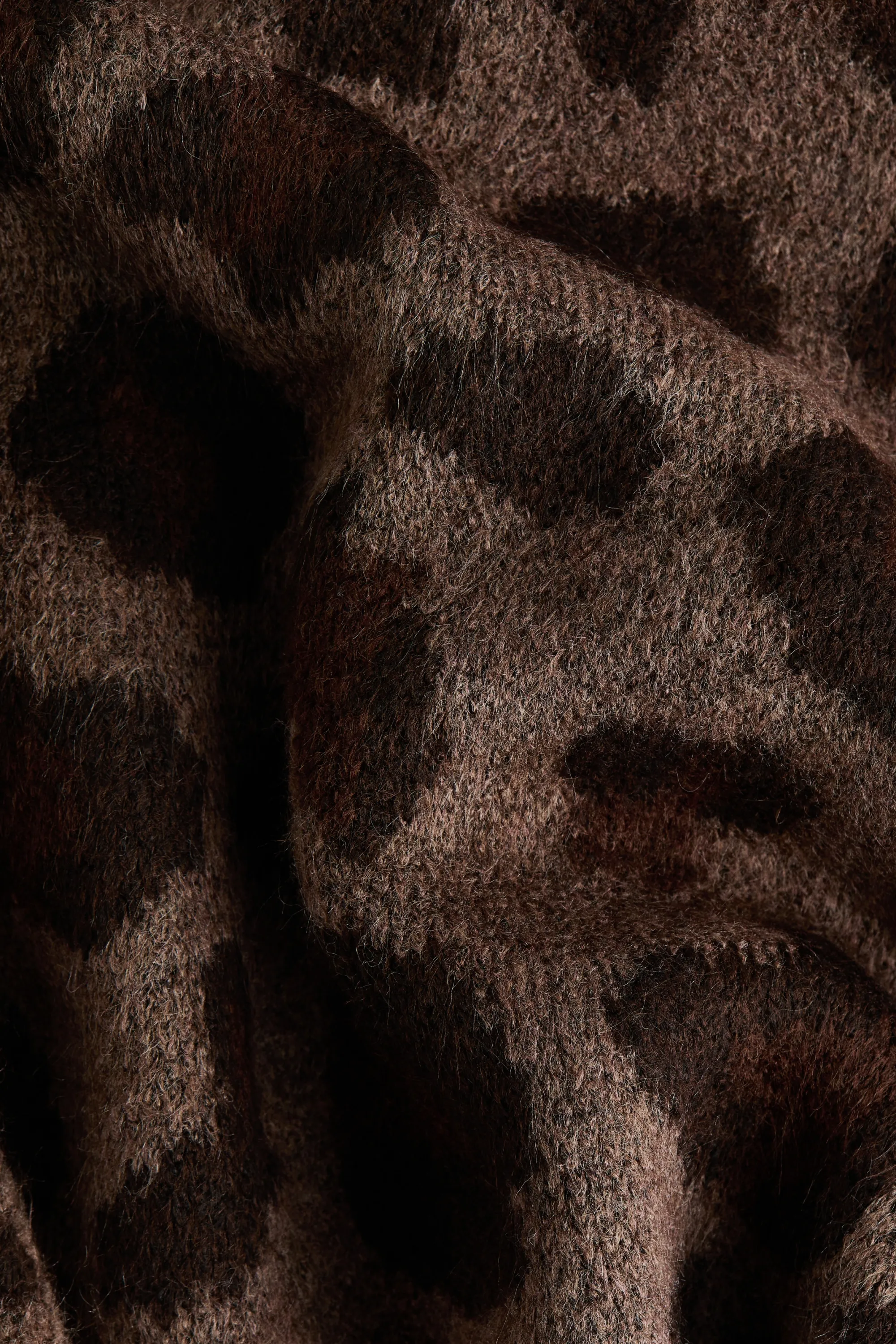 Pull en maille jacquard avec col cheminée - Taupe/imprimé léopard