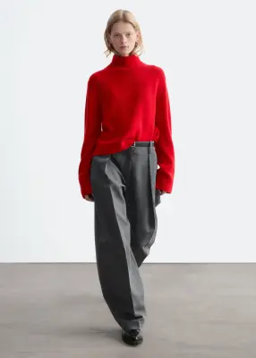 Pull à col montant en laine et cachemire - Rouge — photo 2