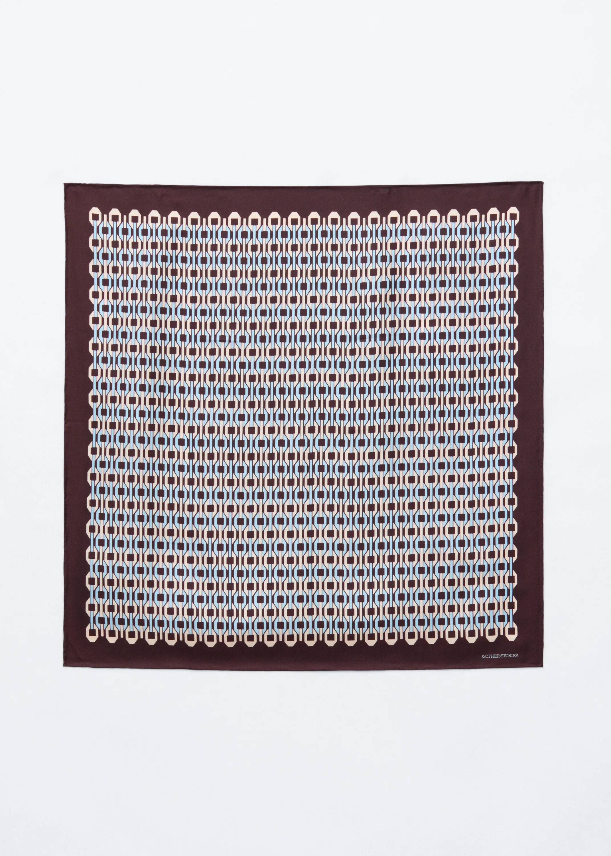 Foulard en soie imprimée - Bleu / Marron