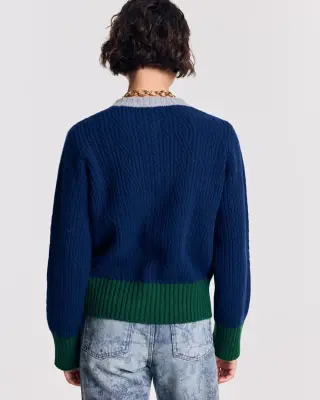 Cardigan Clea bleu marine et vert — photo 2