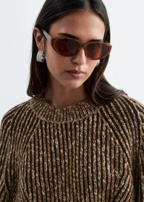 Pull en mélange de laine et de coton - Marron chiné — photo 4