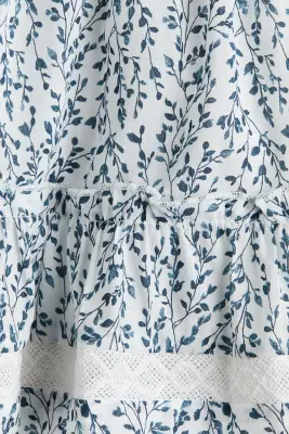 Jupe à étages en viscose mélangée - Bleu/fleuri — photo 3