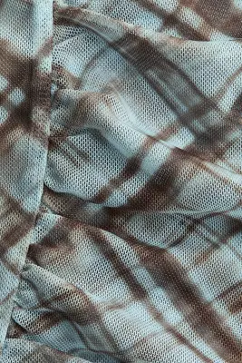 Top asymétrique en mesh - Turquoise clair/carreaux — photo 4