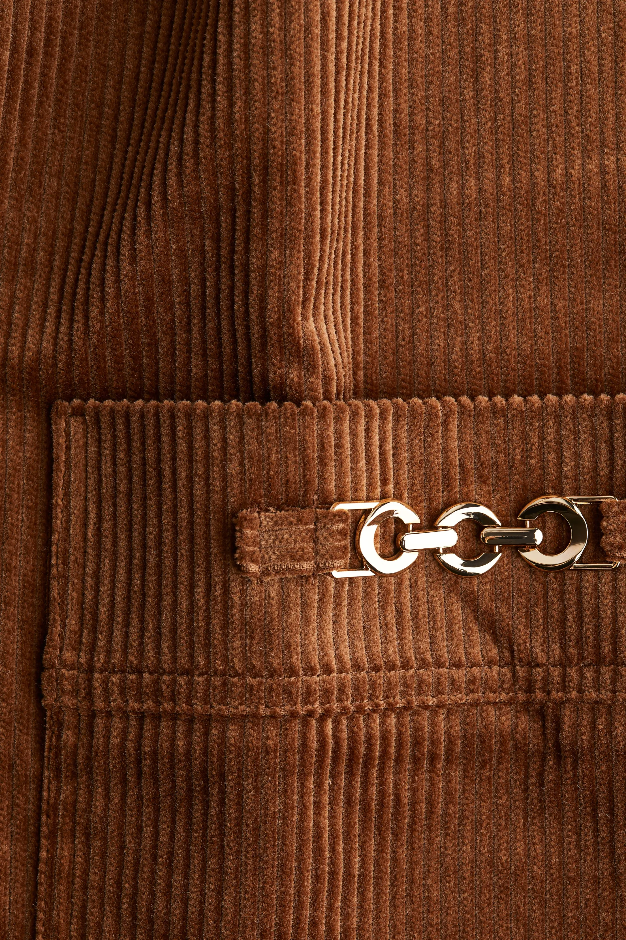 Robe droite en velours côtelé - Marron