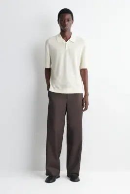 POLO EN MAILLE DE LIN TEXTURÉE - CRÈME — photo 2