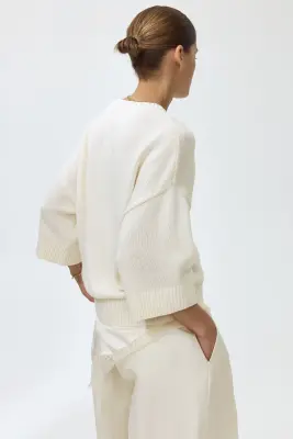 Pull à effet superposé - Crème — photo 3