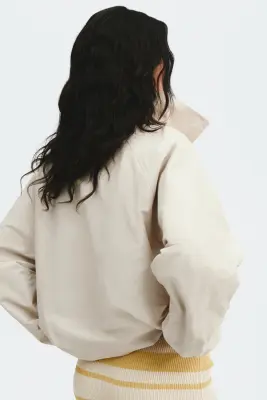 Veste oversize avec base à effet boule - Crème — photo 4