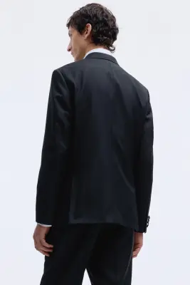 Veste de smoking Regular Fit en laine mélangée - Noir — photo 3