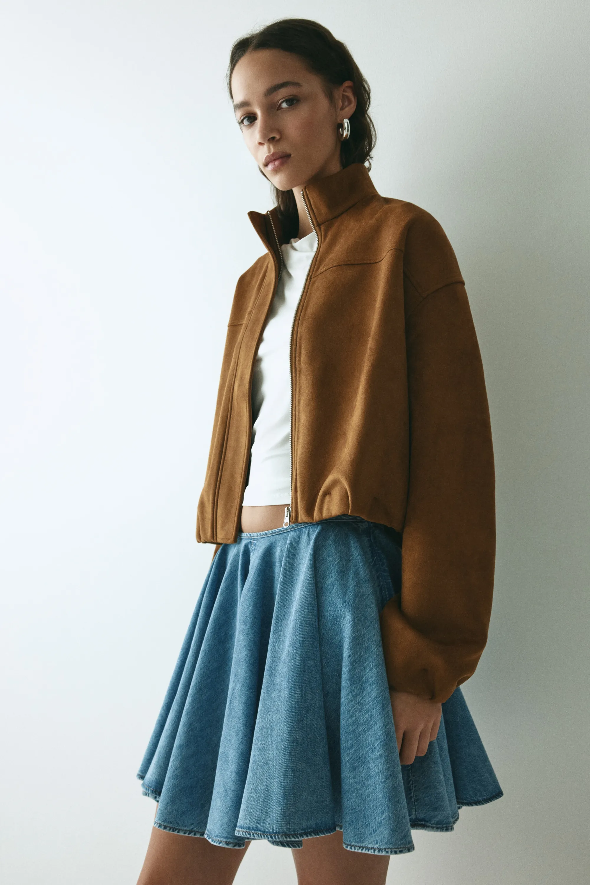 Jupe évasée en denim - Bleu denim