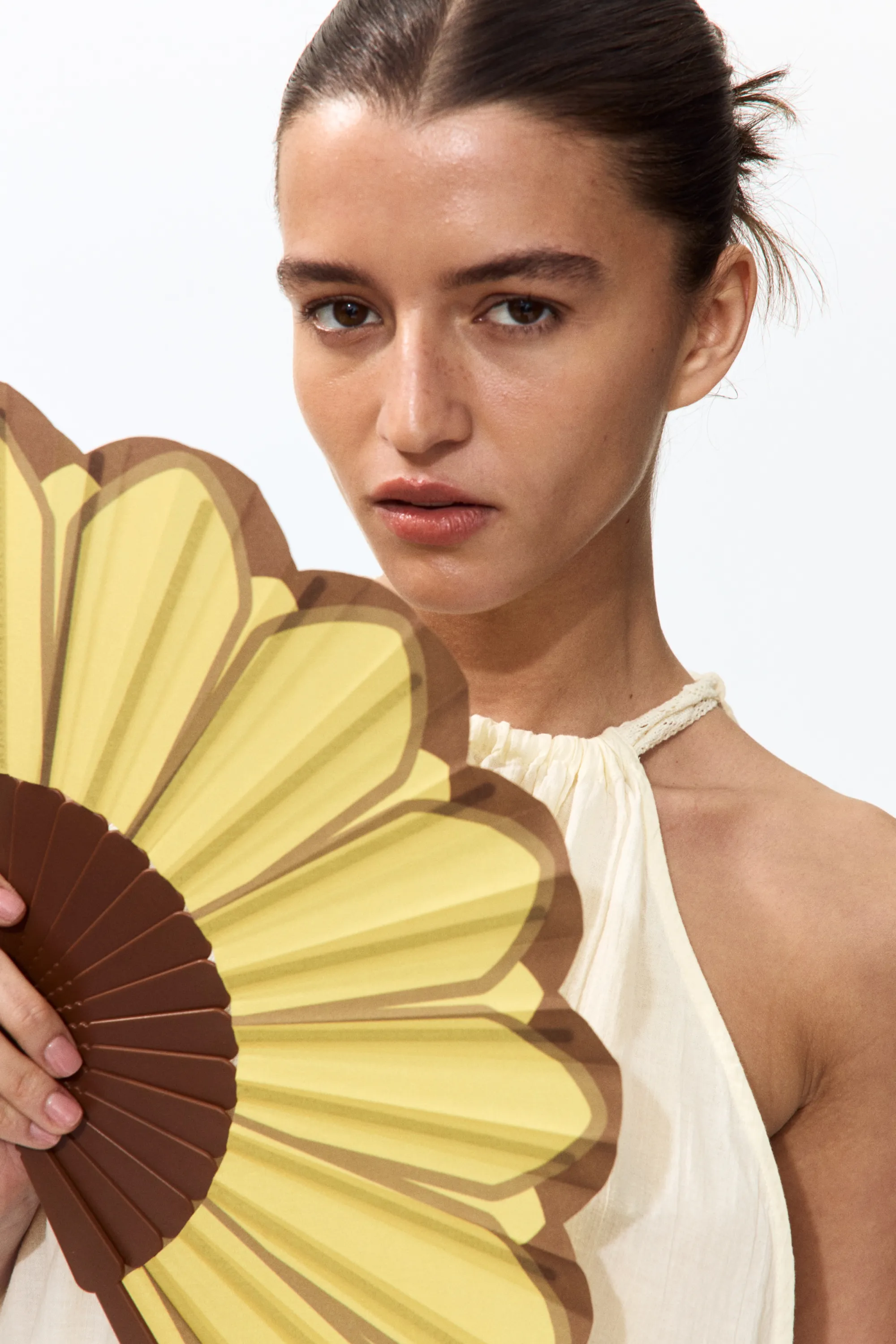 Robe de plage sans manches en coton - Jaune clair